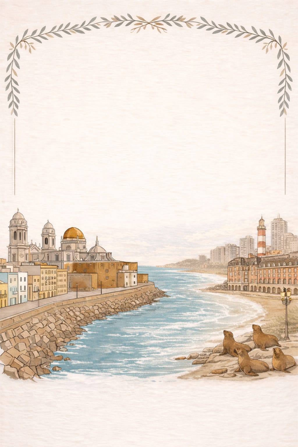 Ilustración de Cádiz y Mar del Plata